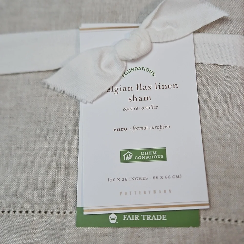 Pottery Barn Belgian Flax Linen Sham NEW Euro 26X26